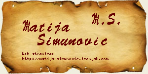 Matija Simunović vizit kartica